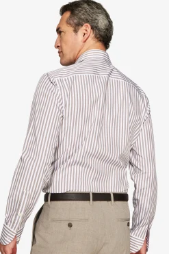Taupe fine stripes shirt