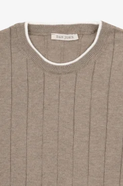Taupe flat rib knit t-shirt