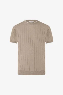 Taupe flat rib knit t-shirt