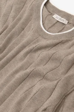 Taupe flat rib knit t-shirt