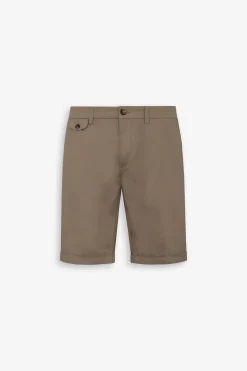 Taupe gabardine Bermuda shorts