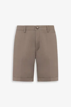 Taupe gabardine Bermuda shorts
