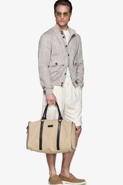 Taupe linen blend bomber jacket