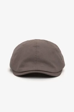 Taupe linen blend flat cap