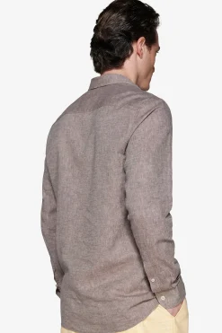 Taupe linen blend relaxed shirt