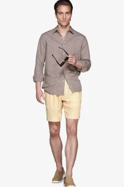 Taupe linen blend relaxed shirt