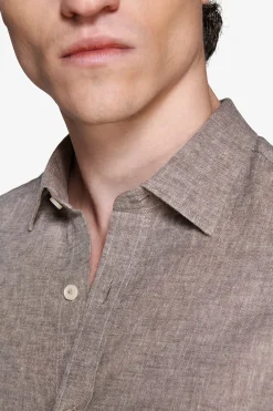 Taupe linen blend relaxed shirt