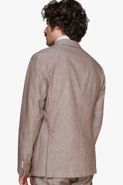 Taupe linen blend slub blazer