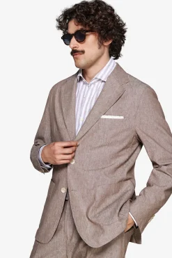 Taupe linen blend slub blazer