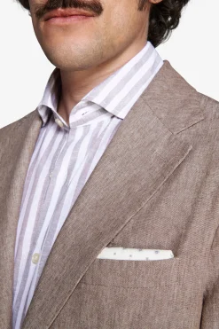 Taupe linen blend slub blazer