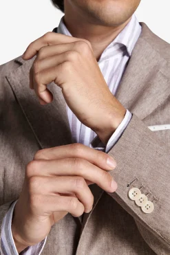 Taupe linen blend slub blazer