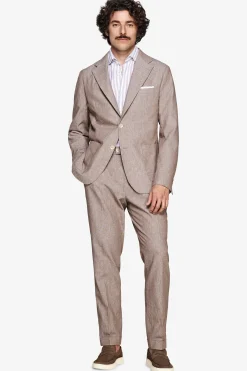 Taupe linen blend slub blazer