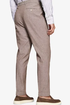 Taupe linen blend slub trousers