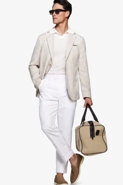 Taupe linen blend striped blazer