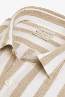 Taupe linen blend striped shirt
