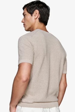 Taupe linen blend woven sweater