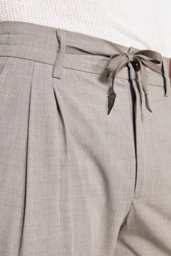 Taupe melange canvas drawstring pants