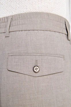 Taupe melange canvas drawstring pants