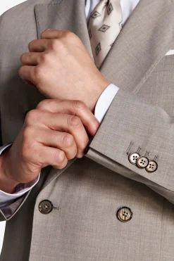 Taupe melange double-breasted canvas blazer