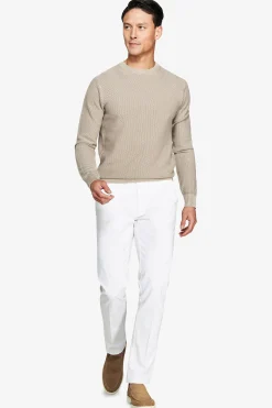 Taupe rice stitch crewneck sweater