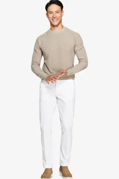 Taupe rice stitch crewneck sweater