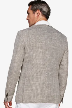Taupe textured linen blend blazer