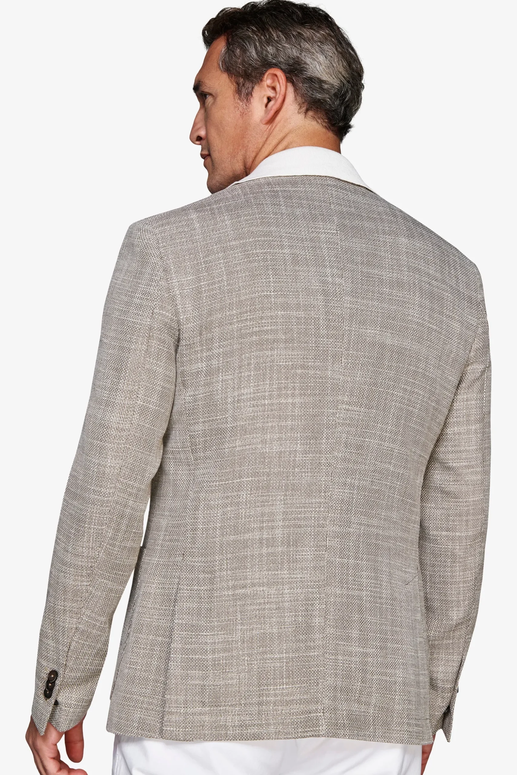 Taupe textured linen blend blazer