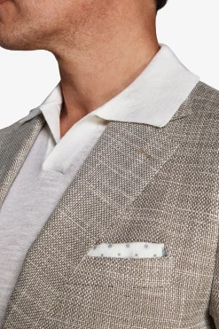 Taupe textured linen blend blazer
