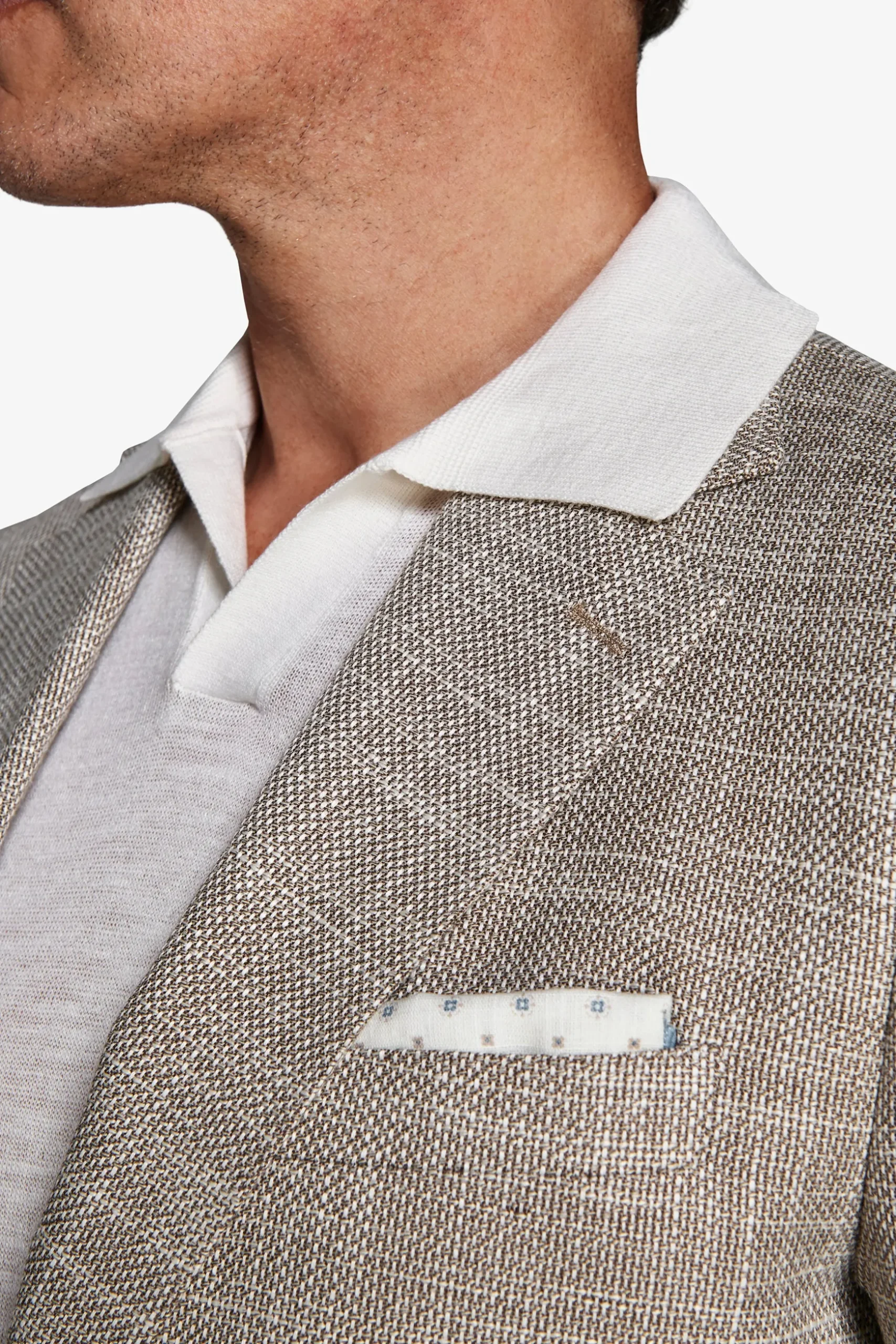 Taupe textured linen blend blazer