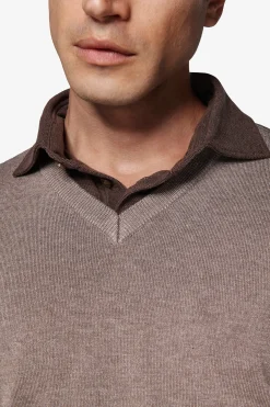 Taupe V-neck sweater
