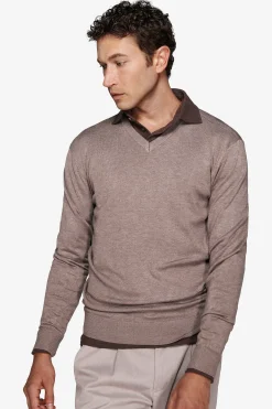 Taupe V-neck sweater