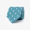 Teal linen blend tie