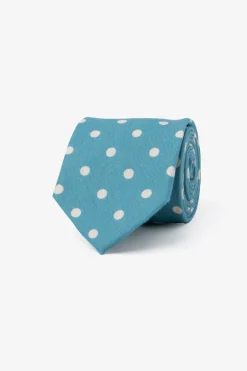 Teal linen blend tie