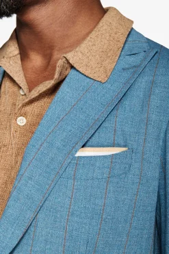 Teal pinstripe suit blazer