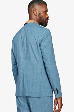 Teal pinstripe suit blazer
