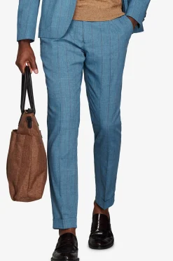 Teal pinstripe suit trousers