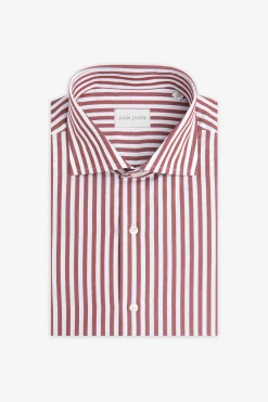 Terracotta medium stripes slim shirt