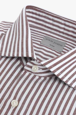 Terracotta striped textured slim shirt