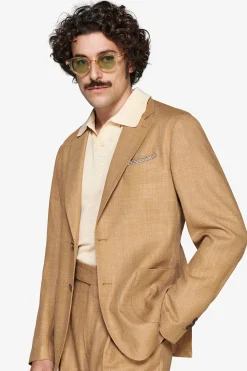 Tobacco linen blend blazer