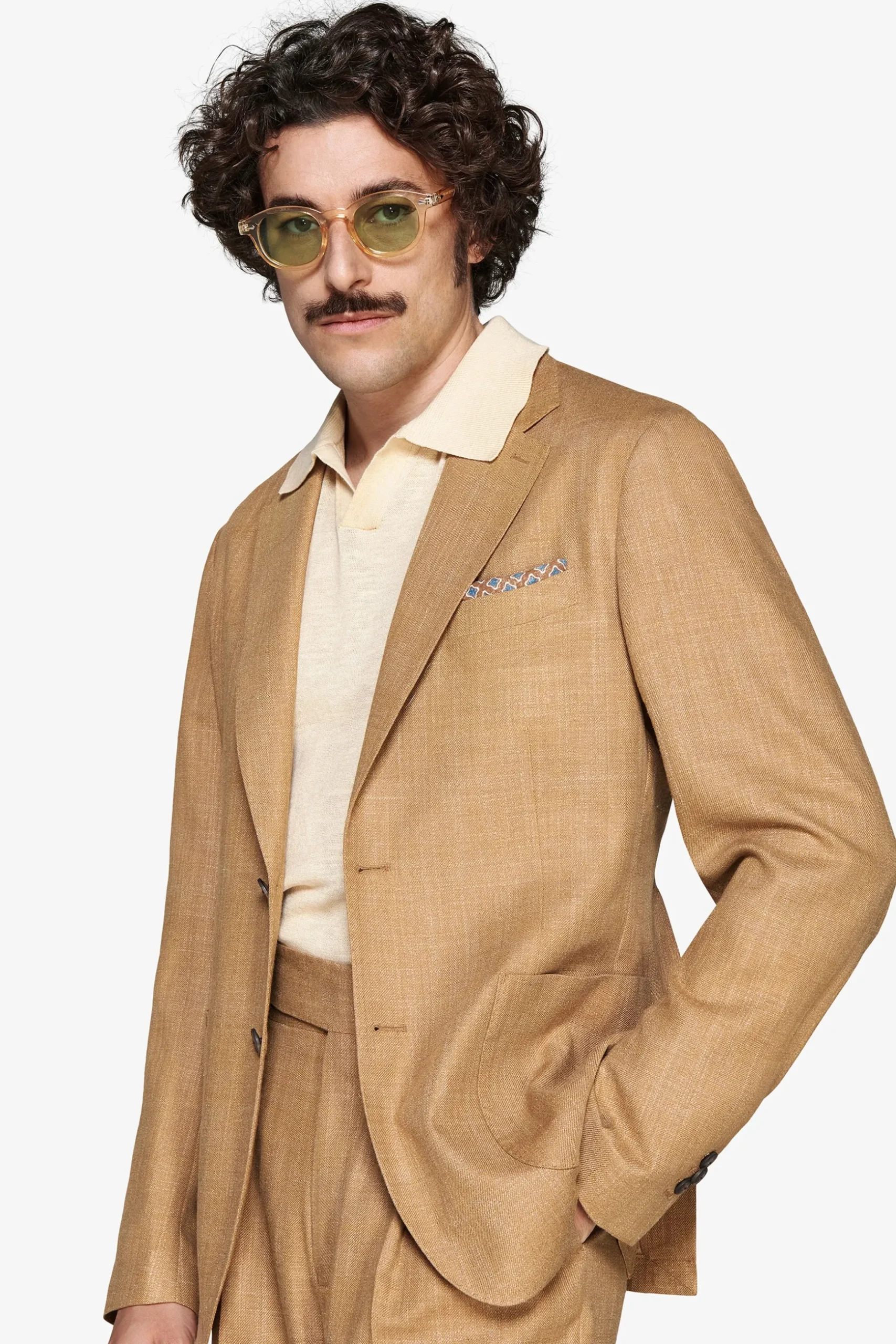 Tobacco linen blend blazer