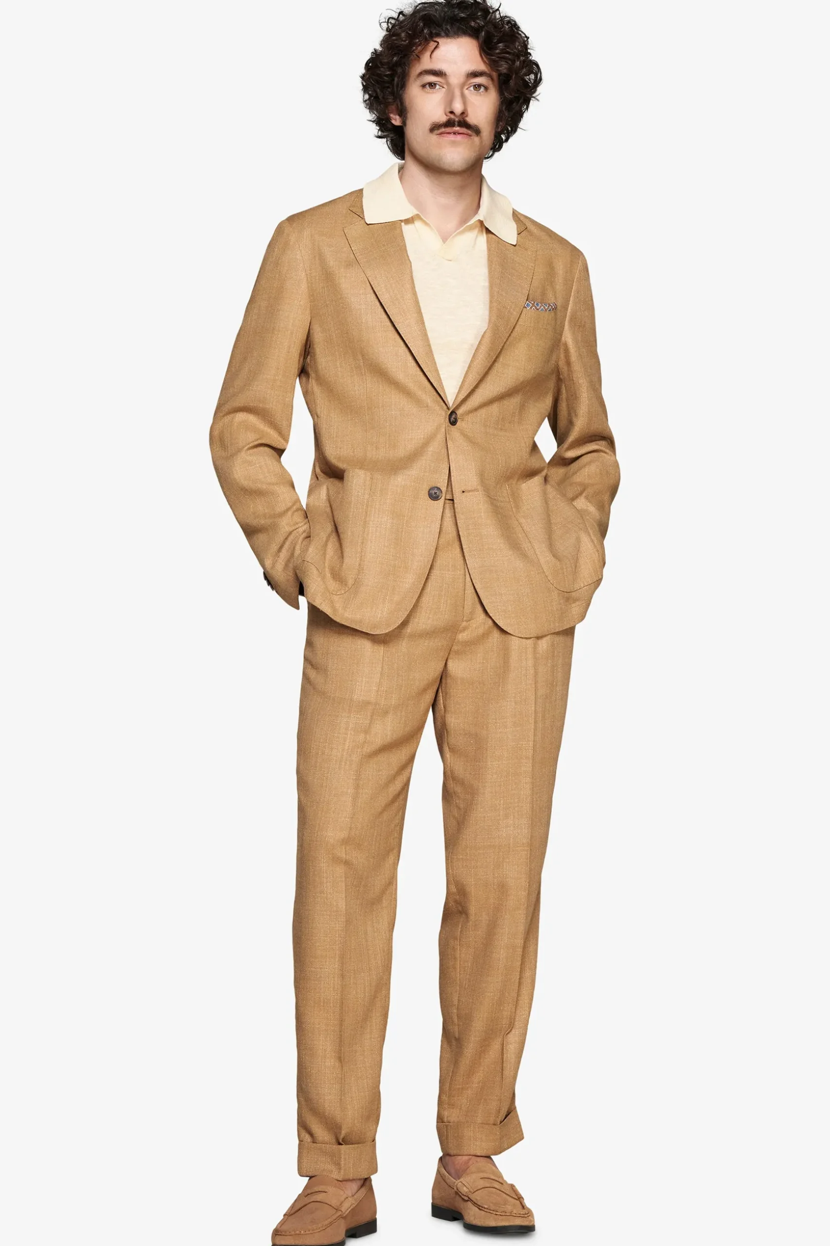 Tobacco linen blend blazer