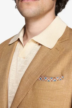 Tobacco linen blend blazer