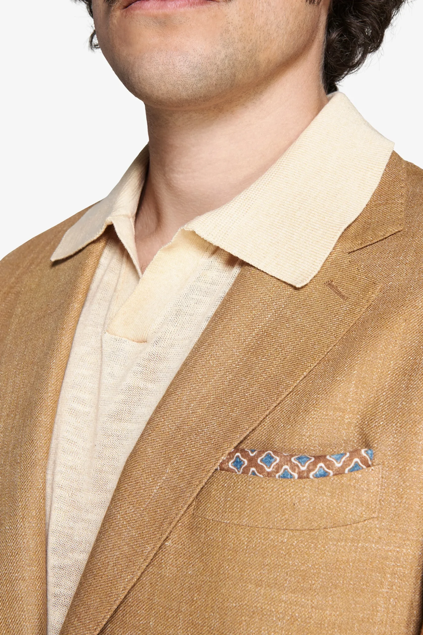 Tobacco linen blend blazer