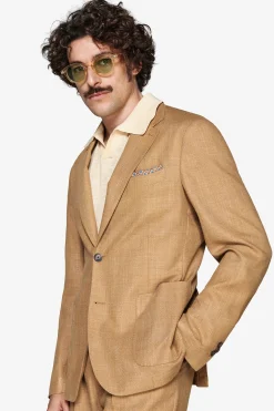 Tobacco linen blend blazer