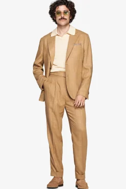 Tobacco linen blend blazer
