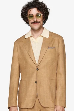 Tobacco linen blend blazer