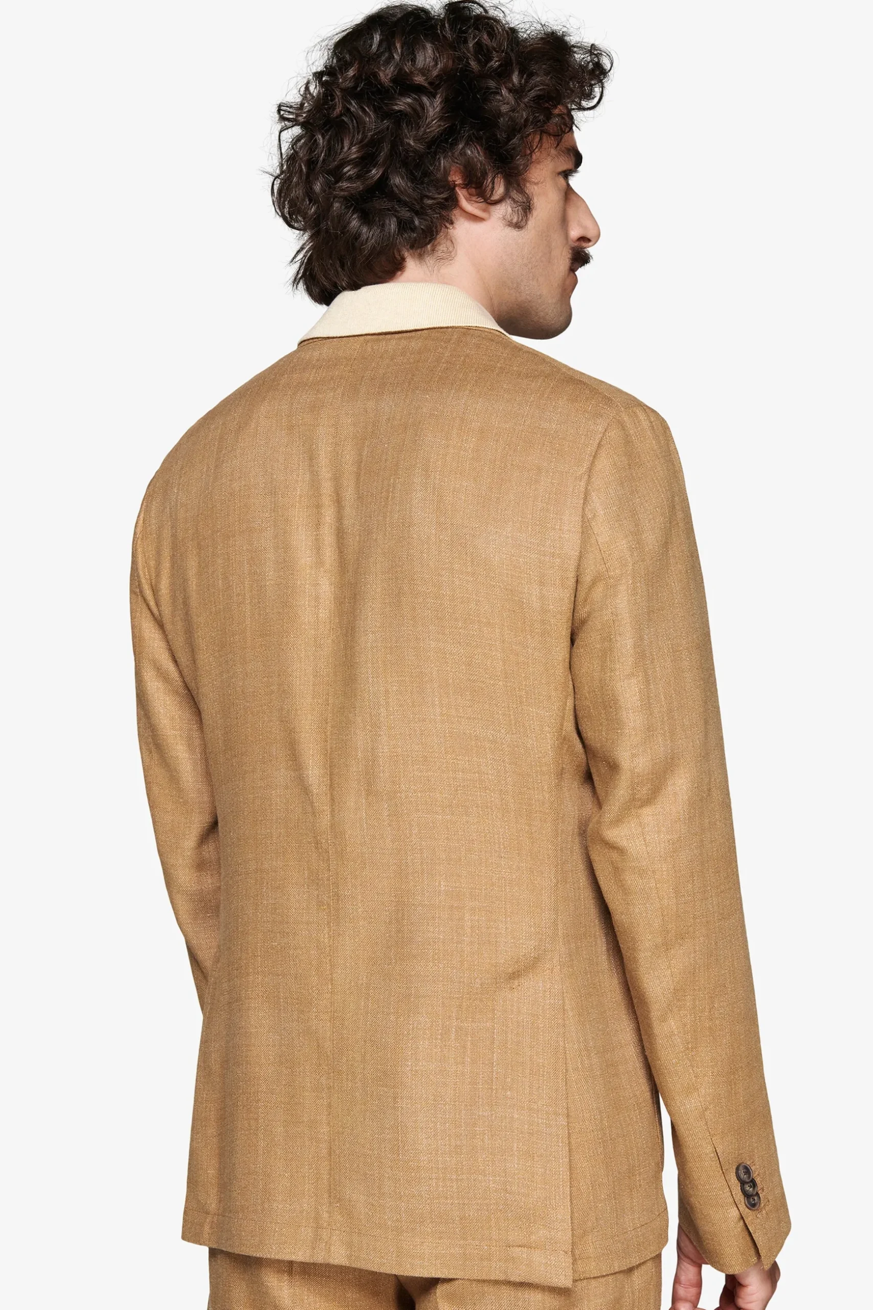 Tobacco linen blend blazer