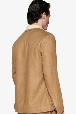 Tobacco linen blend overshirt