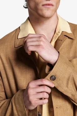 Tobacco linen blend overshirt