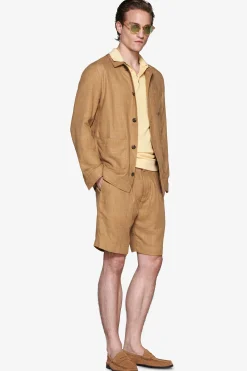 Tobacco linen blend overshirt
